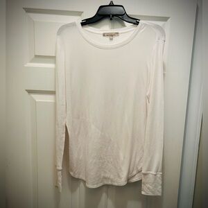 NWOT Athleta Crisp White Scoop Neck Long-Sleeve Top, Size Medium